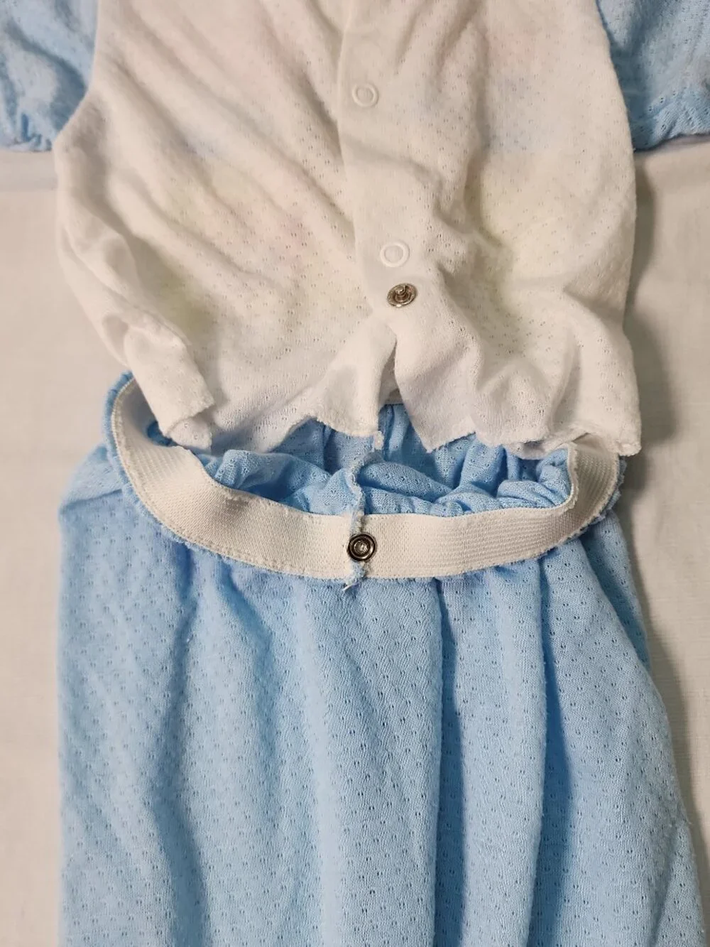 GERBER 2 Piece Snap Apart Blue BABY PAJAMAS Animals Baseball USA 12 MONTHS VTG